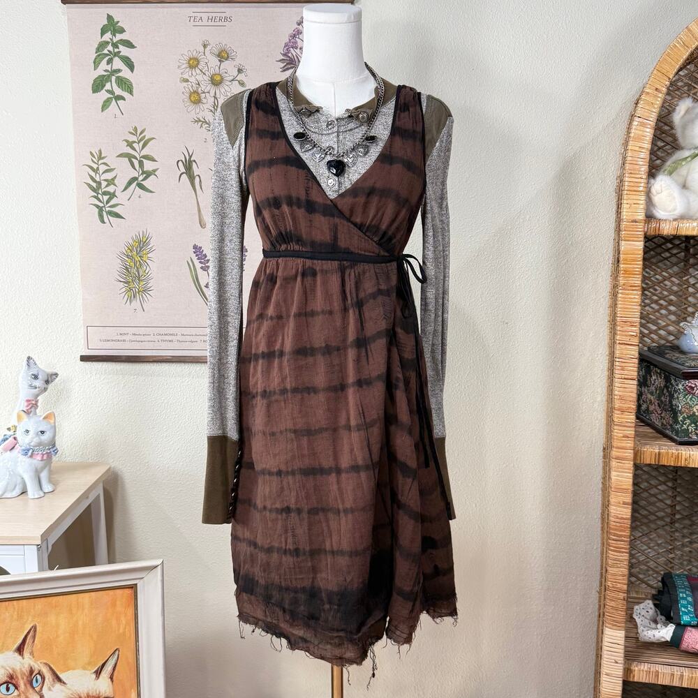 Y2k Lucky Brand Wrap Dress Dark Fairy Grunge Forest Boho Whimsigoth Emo Punk S